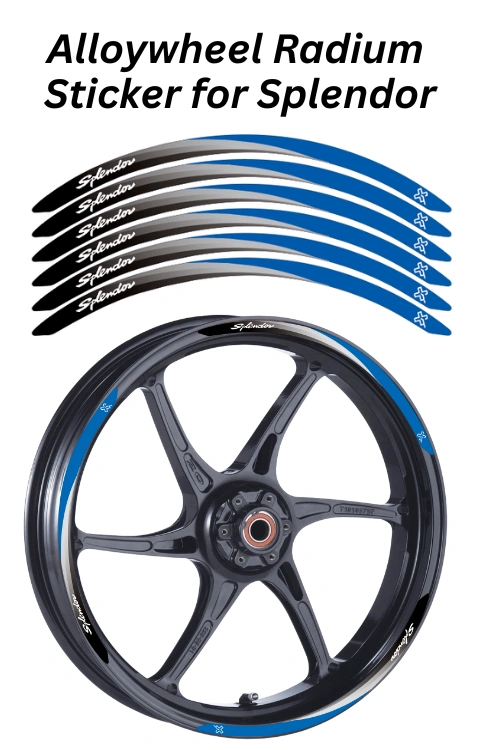 Alloy Wheel Radium Sticker Compatible with Splendor | Made in Premium Radium with FPF (Fade Protection Film), Waterproof, Precut Sticker, Pack Of 1